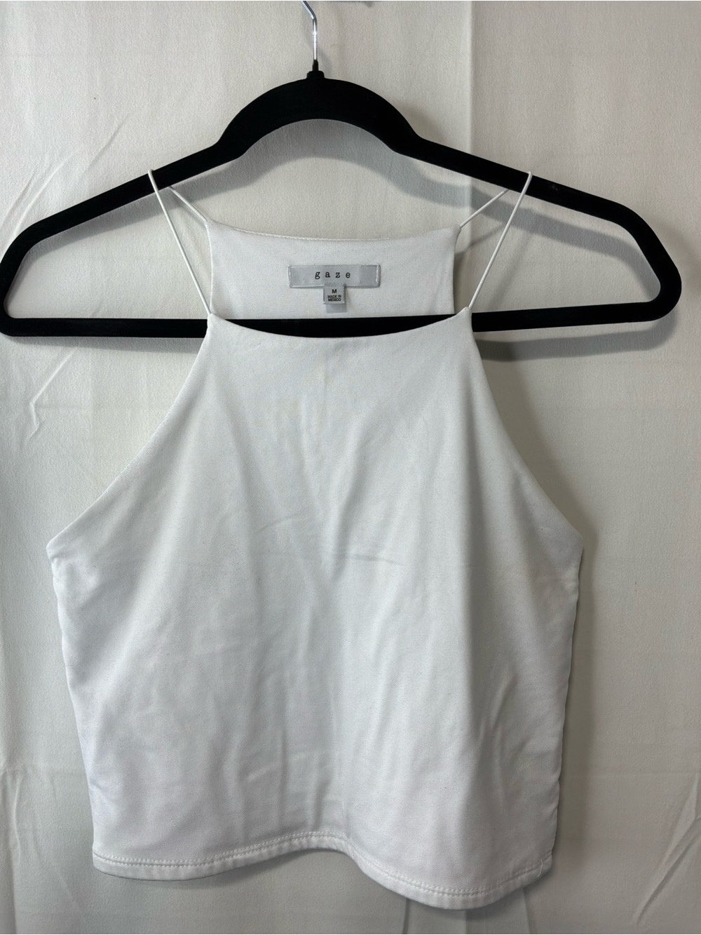 gaze White Halter Neck Crop Camisole